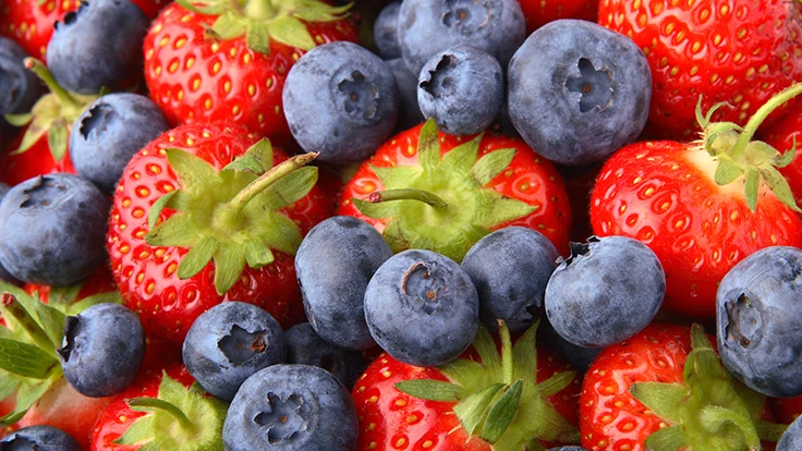 Strawberries and blueberries