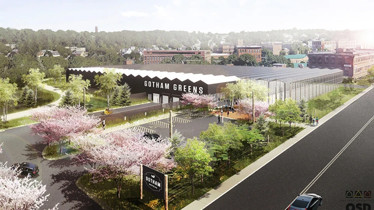 A rendering of Gotham Greens' forthcoming greenhouse in Providence