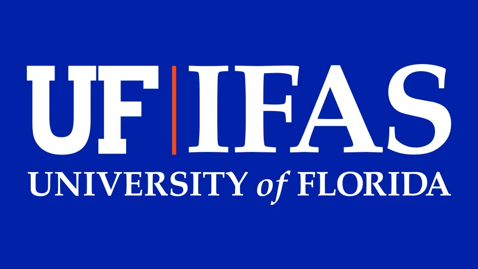 A graphic with white text on a blue background reads UFIFAS University of Florida.