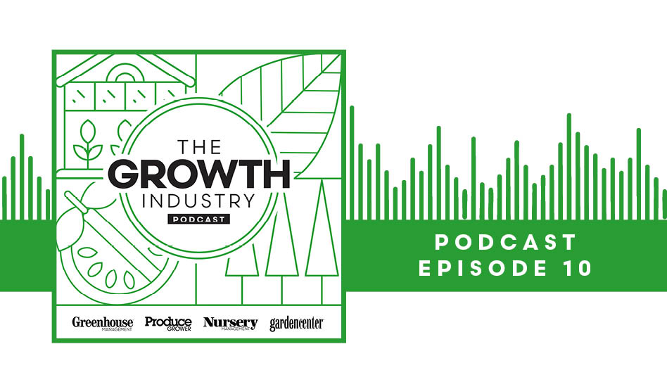 A black, white and green logo for The Growth Industry podcast episode 10.